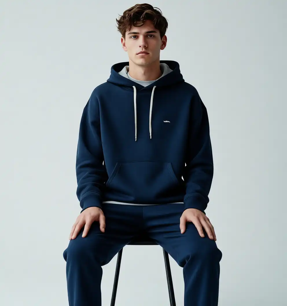Midnight Blue Essential Hoodie - Image 5