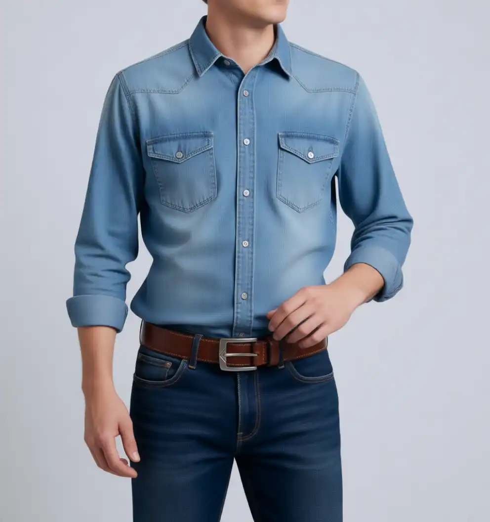 Classic Leather Look Casual Men Belt - Image 3
