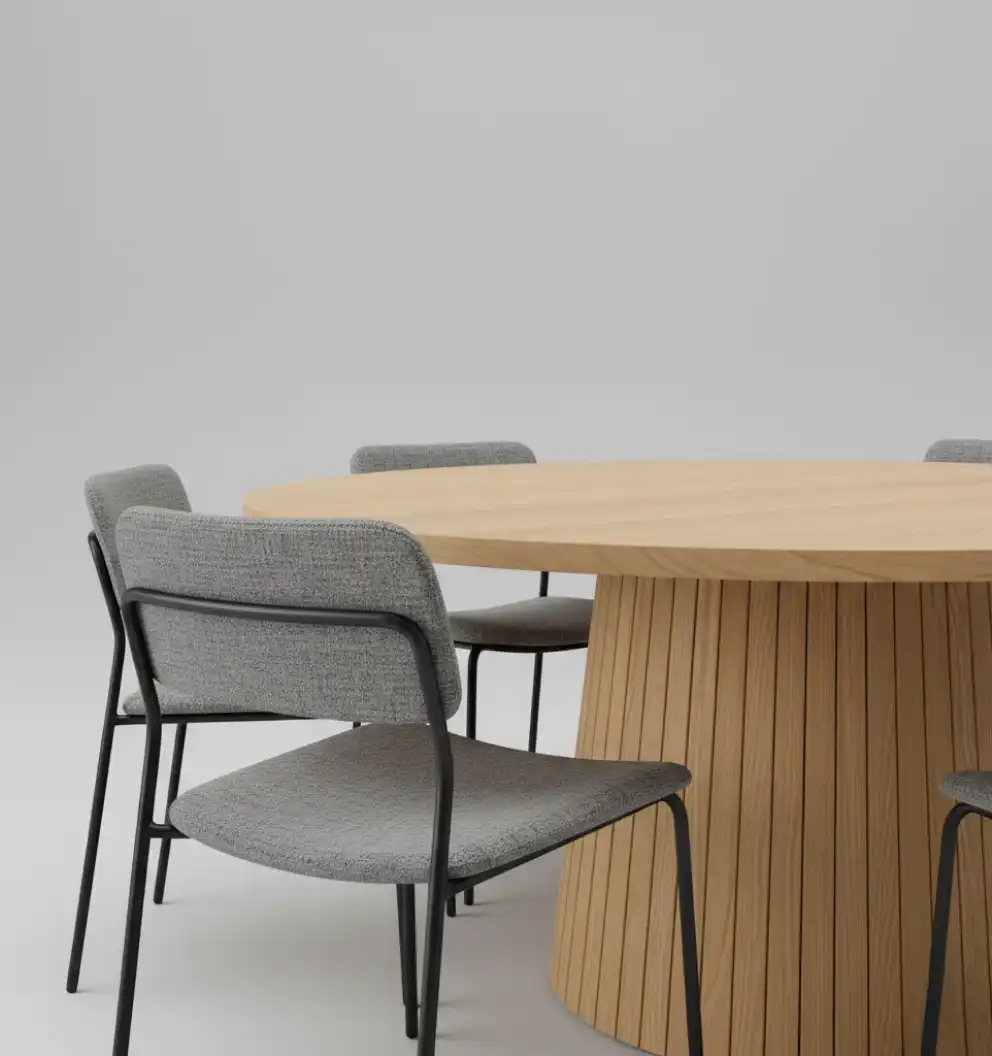 ScandiCraft Round Wooden Dining Table - Image 2