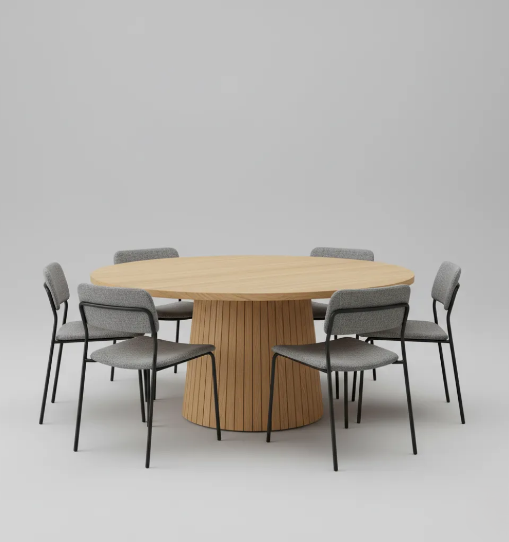 ScandiCraft Round Wooden Dining Table - Image 4
