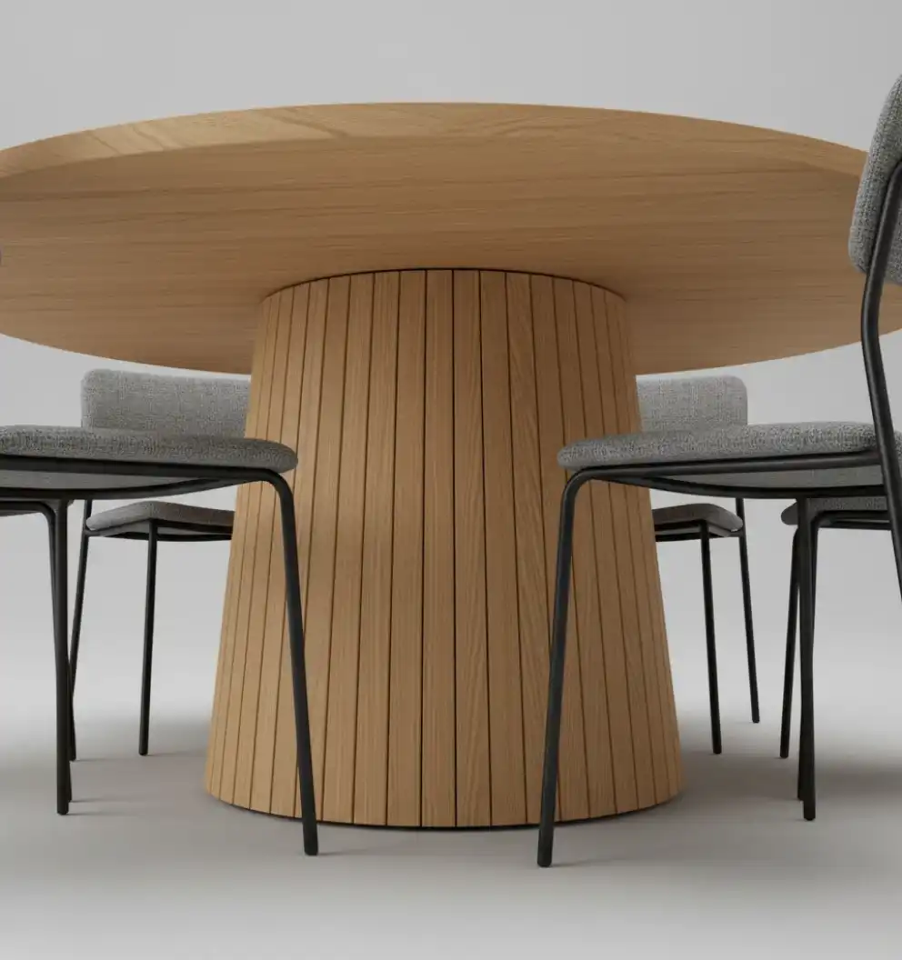 ScandiCraft Round Wooden Dining Table - Image 5